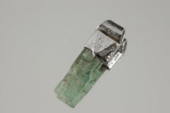 Aquamarine Crystal Pendant: Textured Sterling Silver, Raw Gemstone