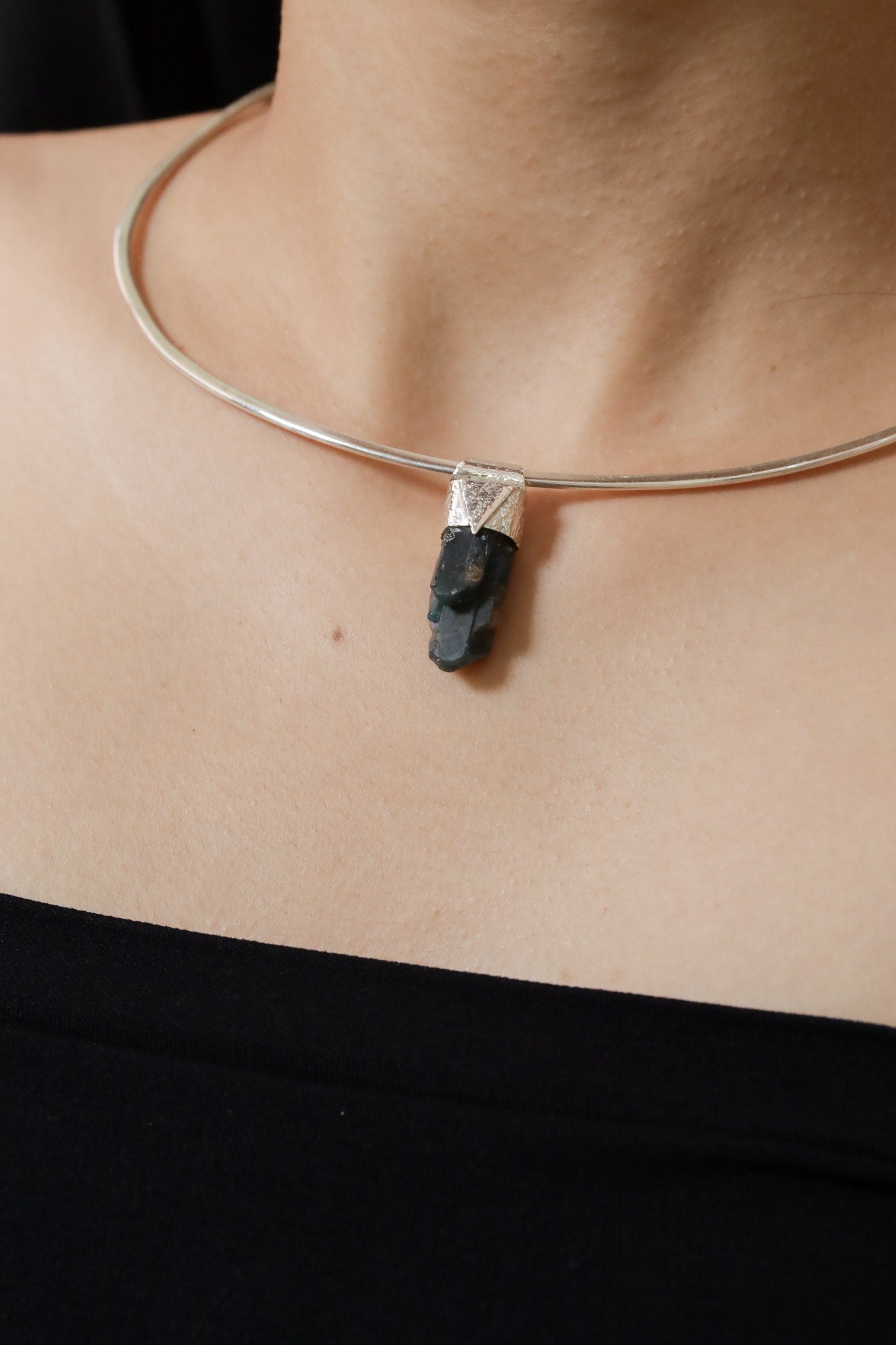Blue Apatite Crystal Pendant: Sterling Silver Gemstone Charm