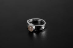 Rose Quartz Sterling Silver Ring: Hammered Unisex Band