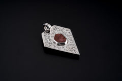 Sterling Silver Pentagon Ruby Pendant: Record Keeper, Root Chakra