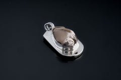 Sterling Silver Pendant adorned with Fossilised Crystal Drusy Shell - Shiny and Polish Finish