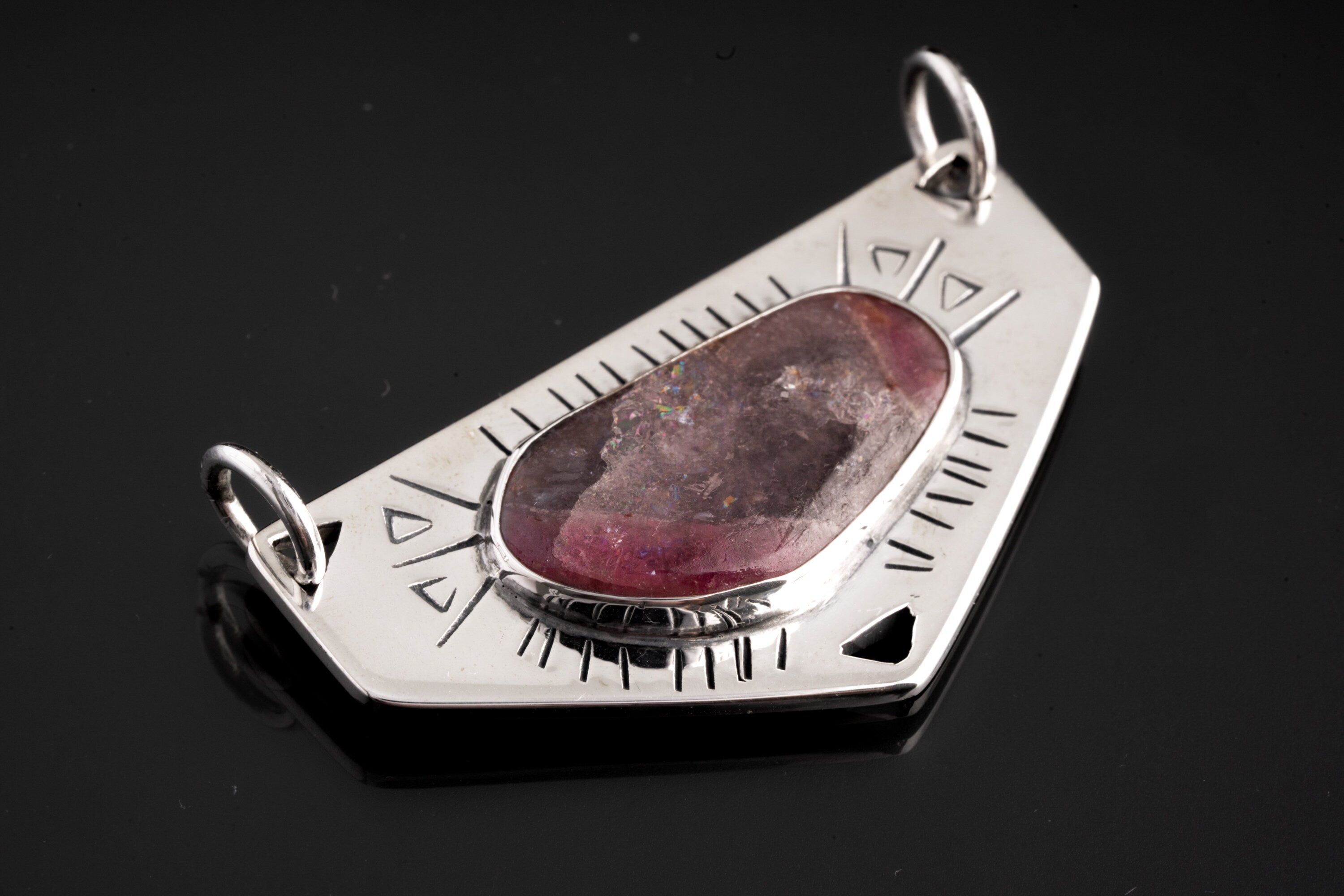 Watermelon Tourmaline Pendant: Sterling Silver Heart Chakra Gemstone