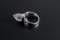 Cacoxenite Quartz Point Ring: Hammered Sterling Silver, Size 9