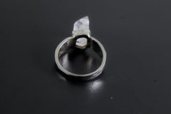 Cacoxenite Quartz Ring 925 Sterling Silver Hammered Band Point Crystal Third Eye Crown Chakra Protection Gift Size 9
