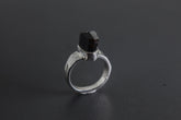Hammered Black Tourmaline Ring: Unisex Sterling Silver Band, Size 7