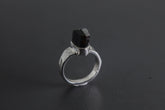 Black Tourmaline Ring 925 Sterling Silver Hammered Band Root Chakra Capricorn Libra Protection Jewelry Gift Size 7