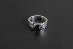 Hammered Black Tourmaline Ring: 925 Sterling Silver, High Shine