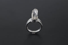 Cacoxenite Quartz Point Ring: Hammered Sterling Silver, Size 5