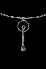Peridot Spoon Pendant Necklace: Hammered 925 Silver, Australian Crystal