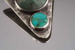 Hammered Turquoise Triangle Pendant: Oxidized Sterling Silver, Calming Chakra