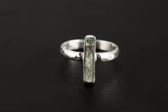 Australian Aquamarine Sterling Silver Ring - Hammered Band, Size 6
