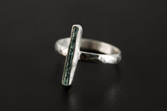 Blue Kyanite Ring: Hammered Sterling Silver Band