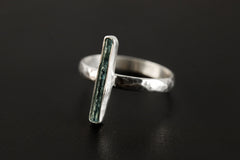Blue Kyanite Ring 925 Sterling Silver Hammered Band Throat Third Eye Chakra Taurus Libra Aries Jewelry Gift Size 9