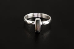 Watermelon Tourmaline Sterling Silver Ring - Hammered Band, Size 7