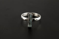 Aquamarine Sterling Silver Ring: Hammered Texture, Size 8