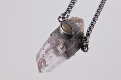 Double Terminated Amethyst & Opal Sterling Silver Pendant