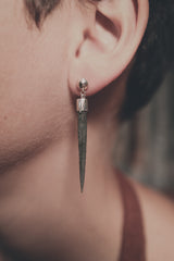 Spiky Himalayan Chlorite Quartz Earrings - Sterling Silver Dangle Studs
