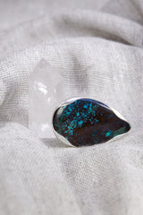 Adjustable Sterling Silver Ring: Teardrop Himalayan Turquoise, Unisex Size 5-12