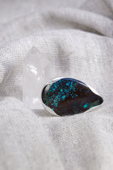 Adjustable Sterling Silver Ring: Teardrop Himalayan Turquoise, Unisex Size 5-12