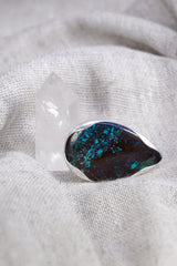 Turquoise Ring 925 Sterling Silver Adjustable Teardrop Ring High Shine Textured Band Throat Chakra Jewelry Gift