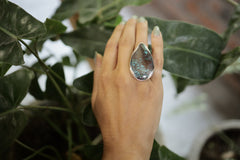 Turquoise Ring 925 Sterling Silver Adjustable Teardrop Ring High Shine Textured Band Throat Chakra Jewelry Gift