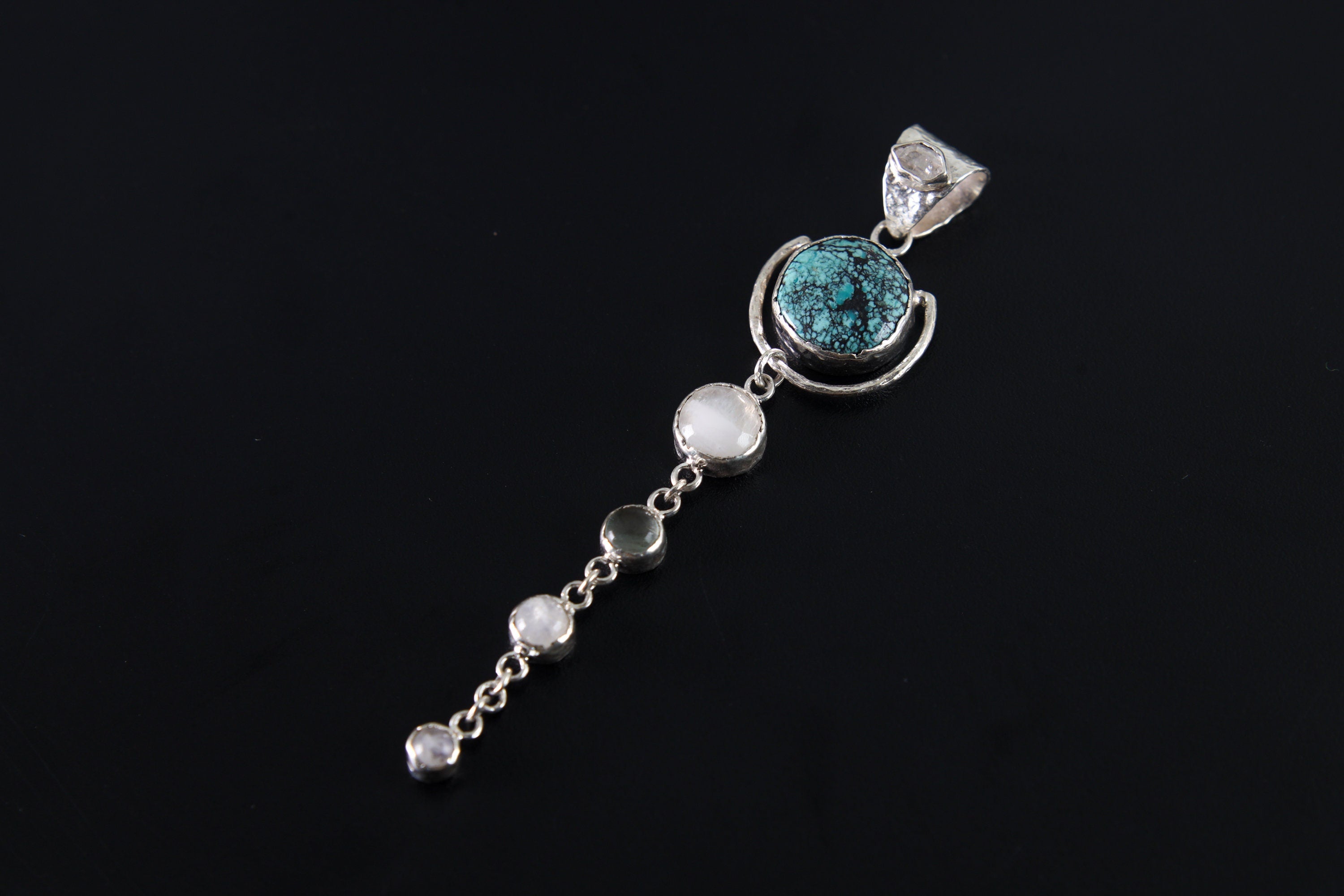 Turquoise & Moonstone Sterling Silver Pendant: Spiritual Balance