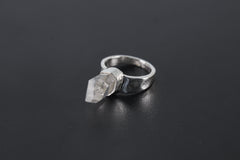 Cacoxenite Quartz Point Ring: Hammered Sterling Silver, Size 5