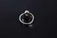 Herkimer Diamond Ring 925 Sterling Silver Raw Quartz Crystal Textured Hammered Band Crown Chakra Aries Sagittarius Gift
