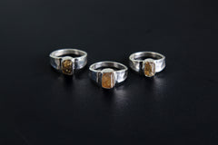 Himalayan Brown Tourmaline Ring: Hammered Sterling Silver Unisex Band