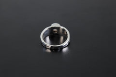 Rose Quartz Ring 925 Sterling Silver Hammered Unisex Band Pink Cabochon Heart Chakra Love Stone Jewelry Gift