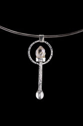 Hammered Sterling Silver Spoon Necklace: Vera Cruz Amethyst Crystal Pendant