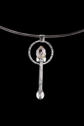 Hammered Sterling Silver Spoon Necklace: Vera Cruz Amethyst Crystal Pendant