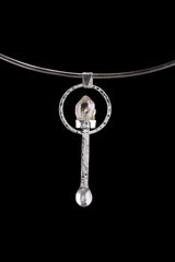 Hammered Sterling Silver Spoon Necklace: Vera Cruz Amethyst Crystal Pendant