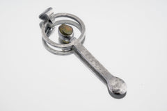 Peridot Spoon Pendant Necklace: Hammered 925 Silver, Australian Crystal