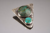 Hammered Turquoise Triangle Pendant: Oxidized Sterling Silver, Calming Chakra