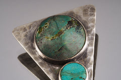 Hammered Turquoise Triangle Pendant: Oxidized Sterling Silver, Calming Chakra