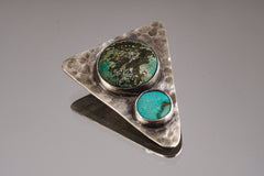 Hammered Turquoise Triangle Pendant: Oxidized Sterling Silver, Calming Chakra