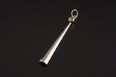 Herkimer Diamond sterling silver spoon pendant shown on dark background with high-shine silver and crystal crown.