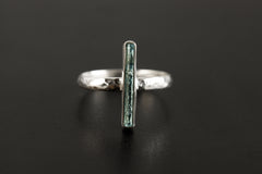 Blue Kyanite Ring: Hammered Sterling Silver Band