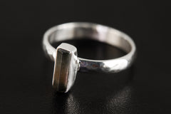 Watermelon Tourmaline Sterling Silver Ring - Hammered Band, Size 7