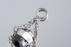 Black Tourmaline & Watermelon Tourmaline Sterling Silver Pendant with Specialty Chain