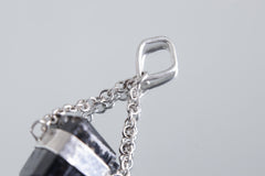 Double Terminated Black Tourmaline Pendant, Wrapped Textured Silver, Sterling Silver Crystal Charm, Protective Energy