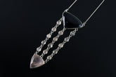 Tanzanite Rose Quartz Sterling Silver Pendant: Cascading Gemstone Necklace