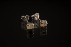Ethiopian Opal Stud Earrings 925 Sterling Silver 4 Prong High Shine Crown Chakra Libra Pisces Jewelry Gift