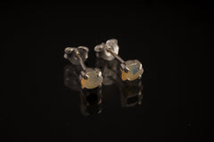 Ethiopian Opal Stud Earrings: 925 Sterling Silver Claw Setting