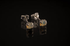 Ethiopian Opal Stud Earrings: 925 Sterling Silver Claw Setting