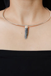 Kyanite Pendant Necklace: Organic Sterling Silver, Crystal Accent
