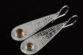 Silver Leaf Orange Agate earrings in high-shine 925 sterling silver with botanical vein details and warm round gemstones.