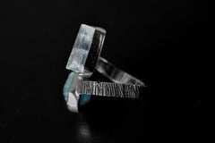 Aquamarine Apatite Sterling Silver Ring: Adjustable Dual Stone Band