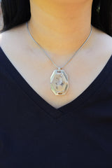 Madagascar Inclusion Quartz Pendant 925 Sterling Silver Faceted Crystal Necklace Crown Third Eye Chakra Gift